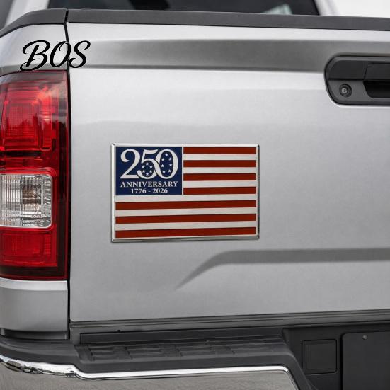 High Quality Metal Decal 250th Anniversary Flag Emblem, Patriotic Red Blue White Auto Badge, 1776-2026 Stars And Stripes Badge America 3D Car
