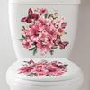 Floral Toilet Lid Sticker Waterproof DIY Friendly Peel and Stick Decal for Bathroom Wall Restroom Home Decoration