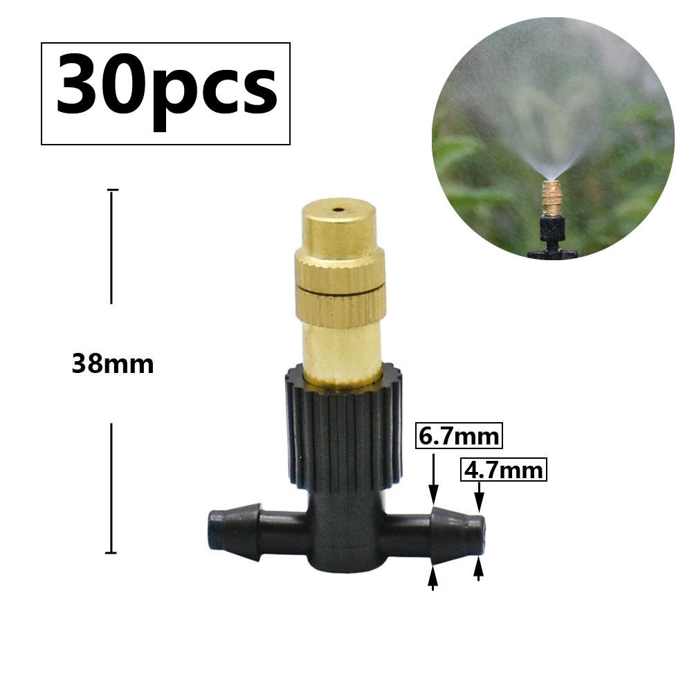 15-250Pcs Micro Drip Irrigation Misting Brass Nozzle Garden Spray Cooling Parts Copper Sprinkler with Thread Barb Tee Connector
