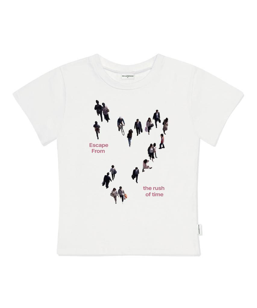 ESCAPEFROM Rush Of Time Print Slim Fit Short Sleeve T-Shirt Pink