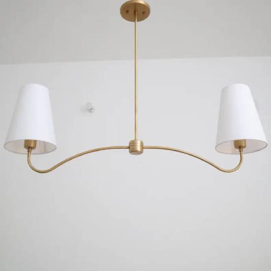 Brass Elegance with Linen Shade: A Timeless Chandelier for Distinctive Spaces