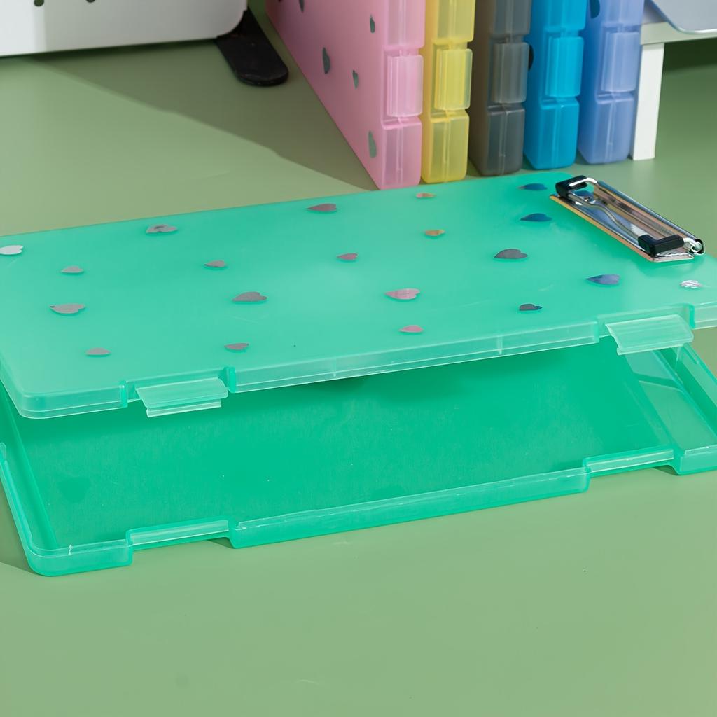 2-in-1 A4 File Box Folder, Large Capacity Plastic PP Document Holder with Pen Slot,Office Storage Organizer for Papers and Exams