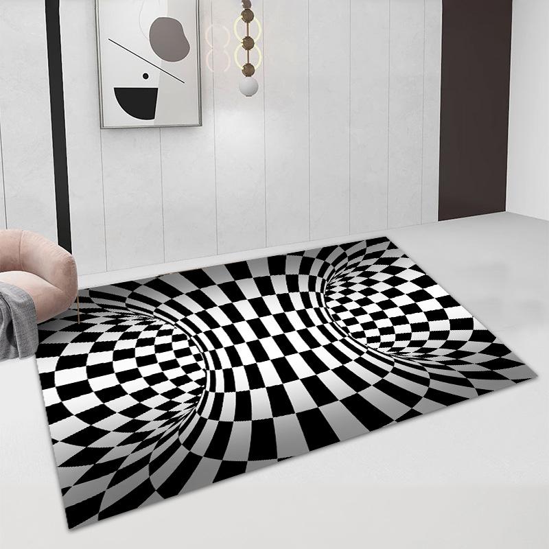 3D Vortex Illusion Carpet Entrance Door Floor Mat Abstract Geometric Optical Doormat Non-slip Floor Mat Living Room Decor Rug