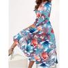Plus size floral print dress, elegant round neck long sleeve dress for spring and fall