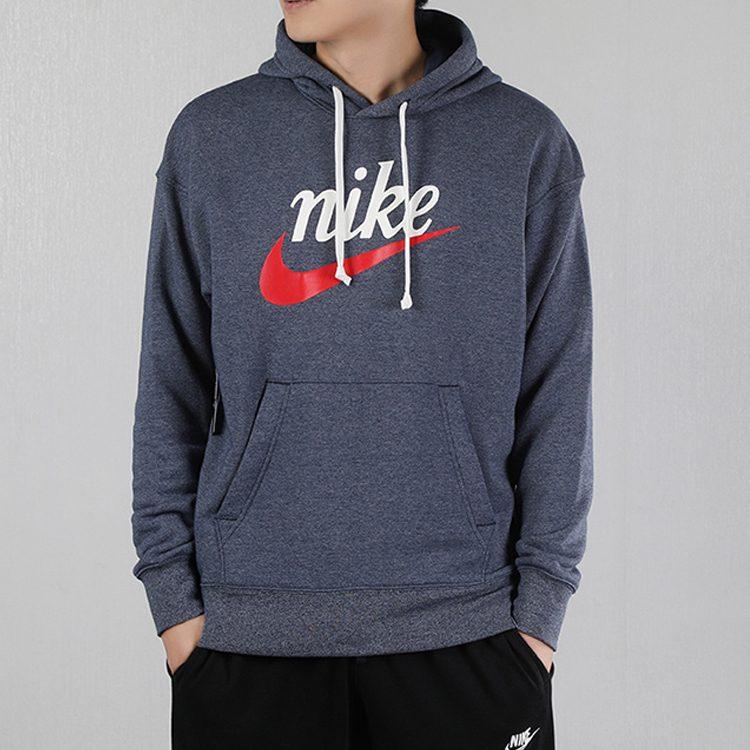 Nike HERITAGE 2.0 Logo Print Knitted Fabric Sports Thickened And Fleece Lined Sweatshirt Men's Dark Gray BV2934-410