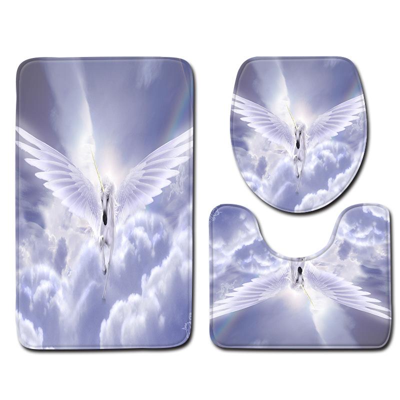 Unicorn Bathroom Floor Mat Toilet Three-Piece Set
