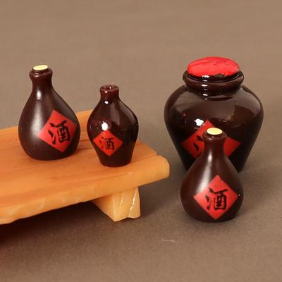 1Conjunto 1:12 miniaturas para casa de bonecas, jarra de vinho retrô chinesa, modelo de copo de vinho, decoração de cozinha, acessórios para casa de bonecas