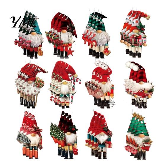 Store Window Christmas Displays 12/24/36Pcs Wooden Nutcracker Gnome Ornament Set for Tree, Retro Hanging Decorations Party Home Decor, Reusable