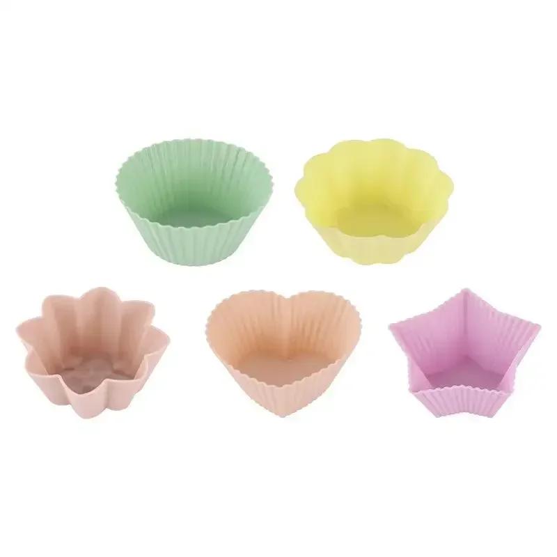 5 st Silikon Form för Cupcakes Bakverk Bakform Cupcakes och Muffins För Kakbakning Köks DIY