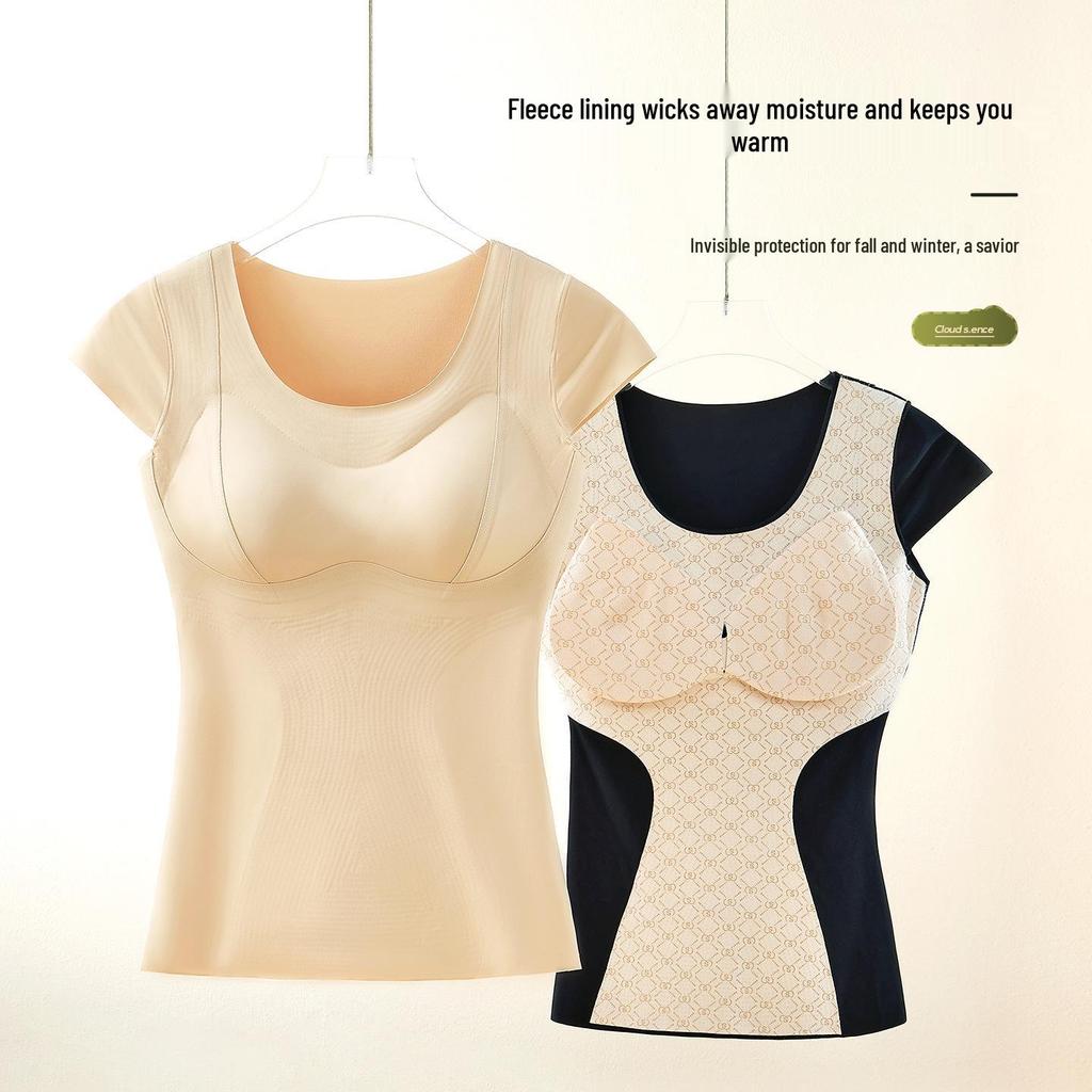 Women's Fleece-Lined Temperature-Control Set: Shaping Autumn Base Layer, No-Bra Needed.