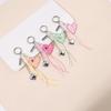 Colorful Heart Keychain Acrylic Tassel Bag Charm Sweet Letter Metal Pendant Women Girls Phone Strap Fashion Accessories