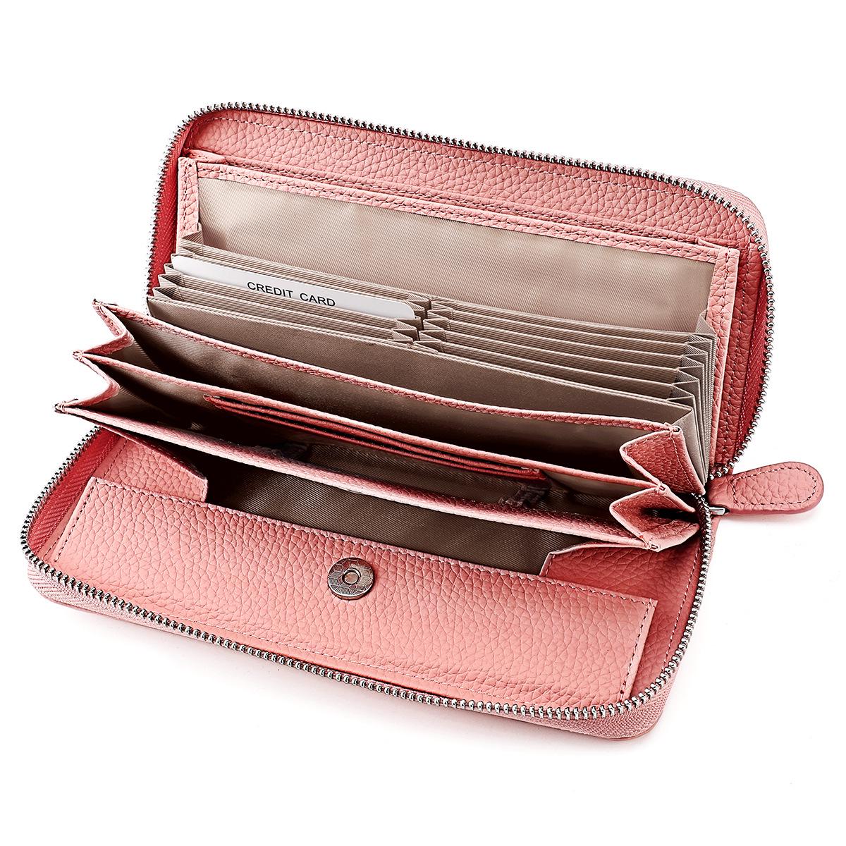 

Женский кошелек-гармошка с RFID-защитой - Натуральная кожа, Длинный японский стиль, Защита от кражи, Кошелек для монет на молнии.