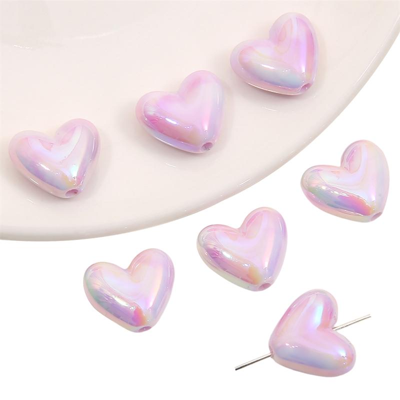 200Pcs Acrylic Beads Heart Charms Beads For DIY Bracelet Necklace Jewelry Making