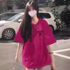 Good Quality Goods + Rear Bag Collar Pure Cotton Short-sleeved Printed 200g T-shirt Shoulder-length Loose Medium and Long Summer Top Women
