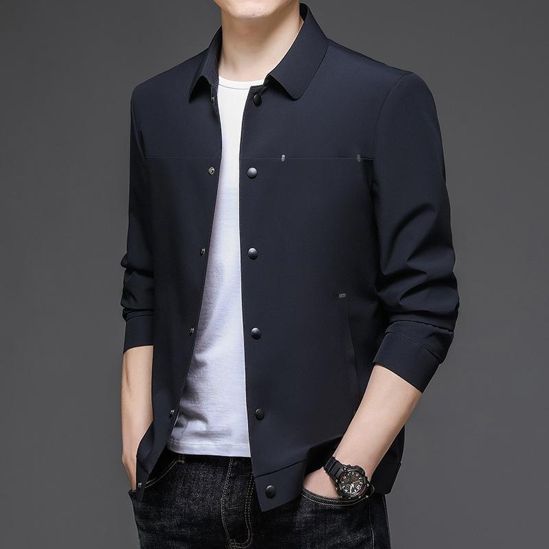 Printemps et automne nouveaux hommes revers manteau court cargo veste tendance jeune affaires décontracté manteau marée