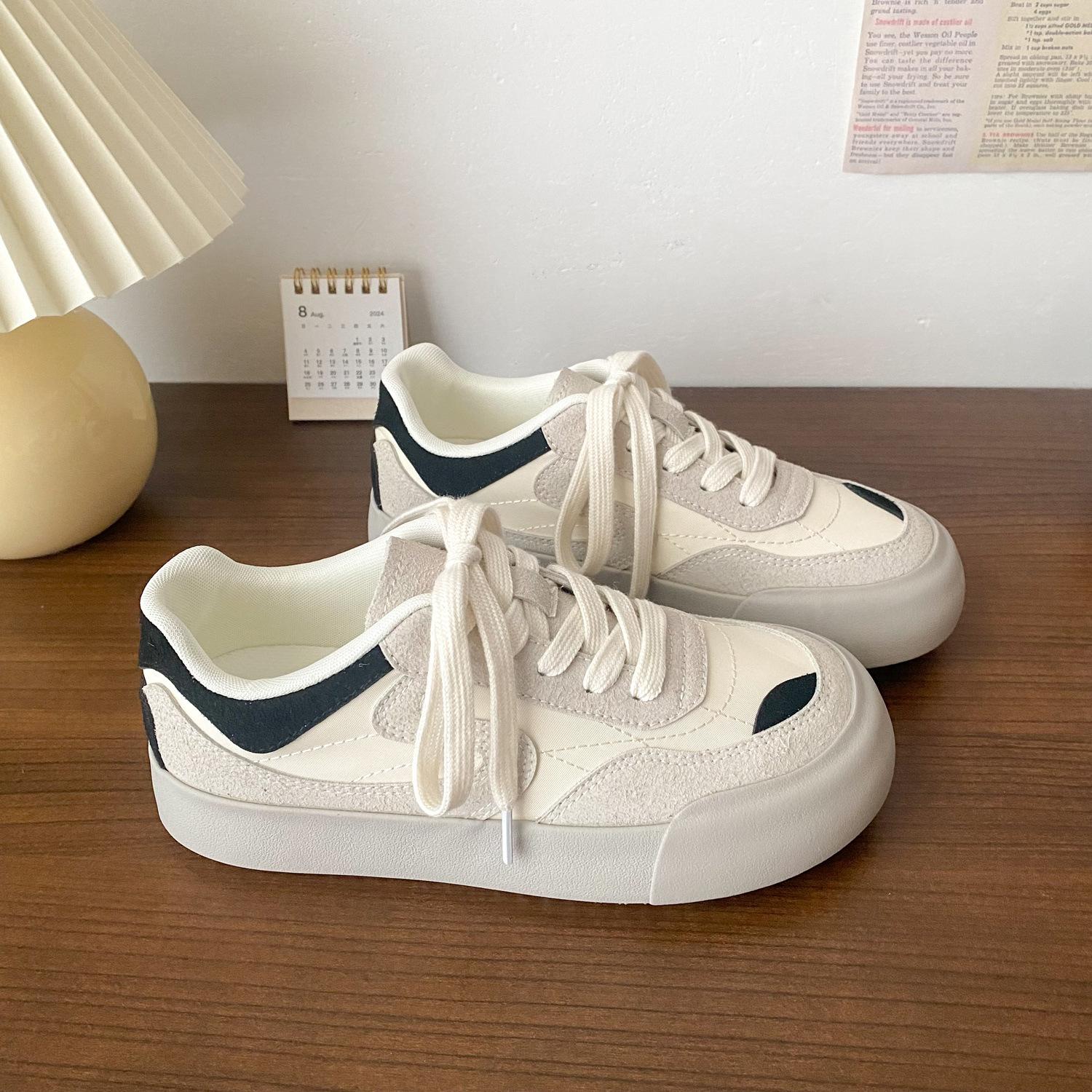 

Retro red thick baseplate shoes women s autumn new niche round head casual shoes 35 бежевий