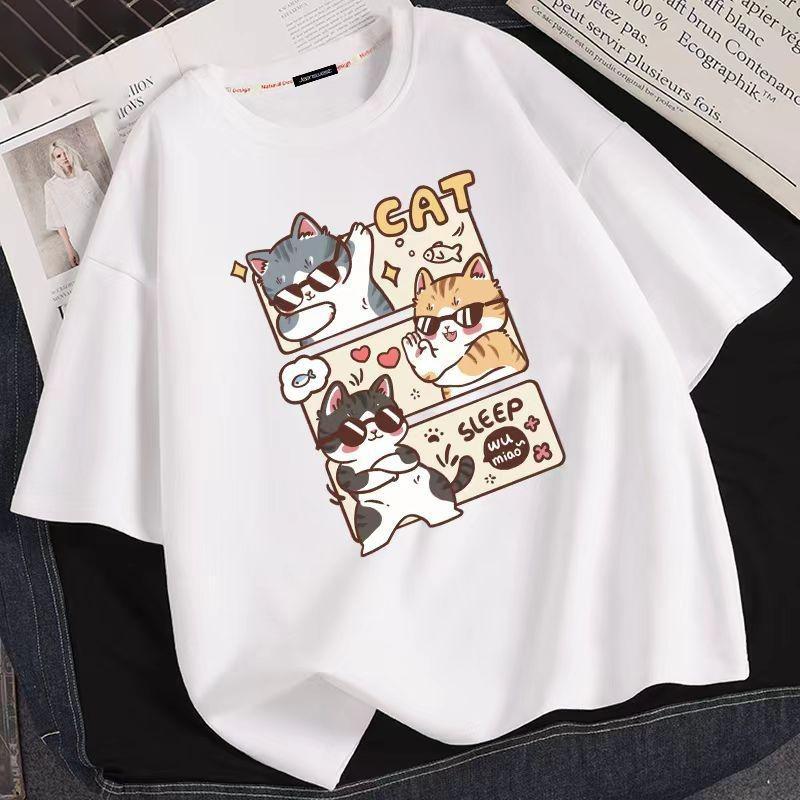 

Животное Кошка 3D-печать Детская Взрослая Футболка Лето Женская и Мужская Повседневная Уличная Для Девочки и Мальчика Футболки с Коротким Рукавом Топ Пуловер 100