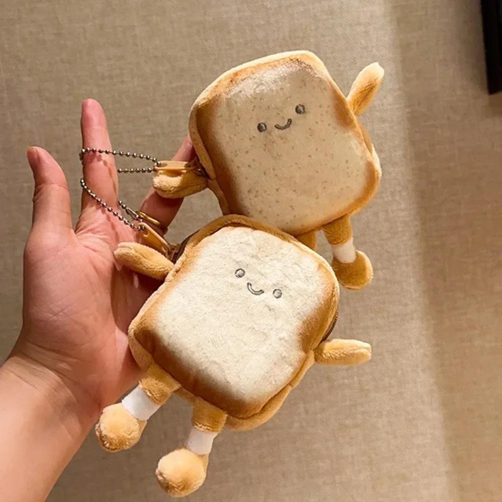 Cute Toast Plush Coin Purse Women Change Purse Money Bag Coin Purse Coin Wallet Storage Bag Cartoon Coin Purse