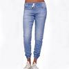  Women  Elastic Plus Loose Denim Casual Drawstring Plus Cropped Jeans