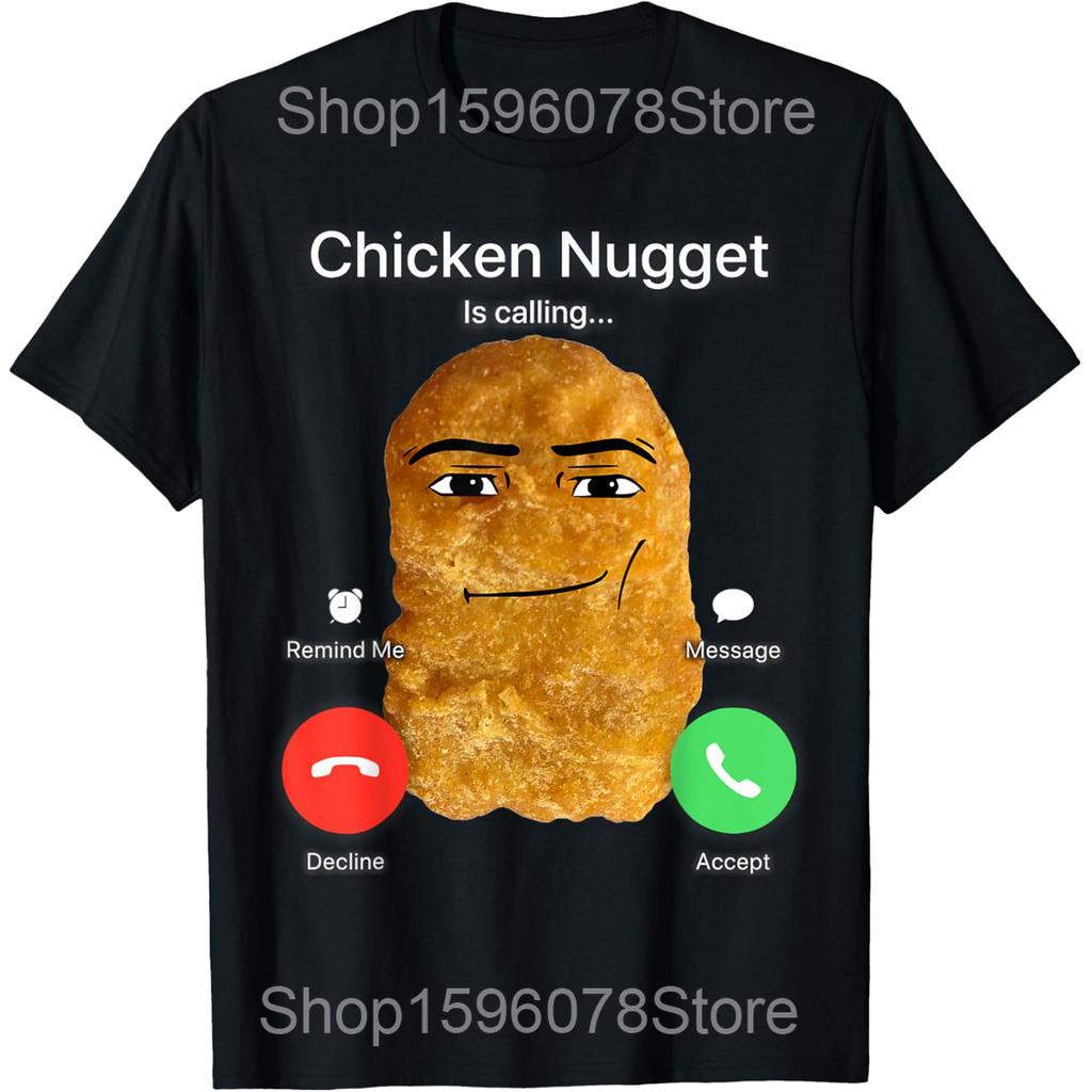 Für Feinschmecker Ich Habe Gerechnet Antwort Ist Chicken Nugget T-Shirts Herren Humor Streetwear T-Shirt Kurzarm Unisex Lockere Kleidung