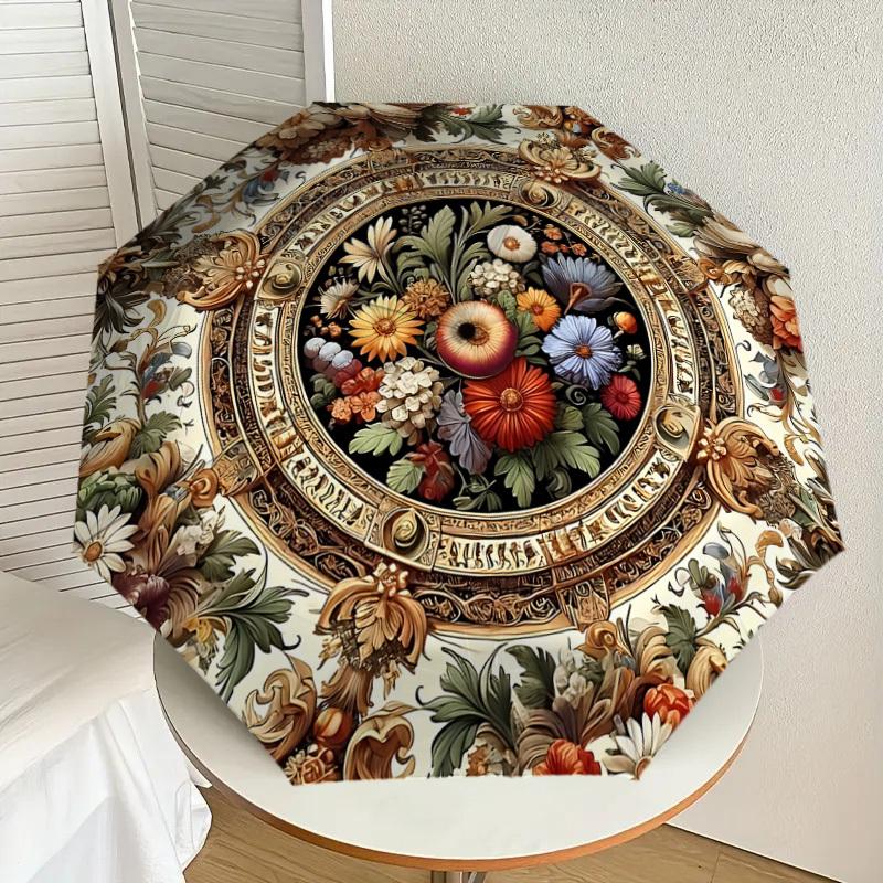 1 Stück Blumenverzierung Automatischer Öffnungs-/Schließschirm mit winddichtem, robustem 8-Rippen-Schirmdach, langlebigen Rippen, modischem Design 1249A