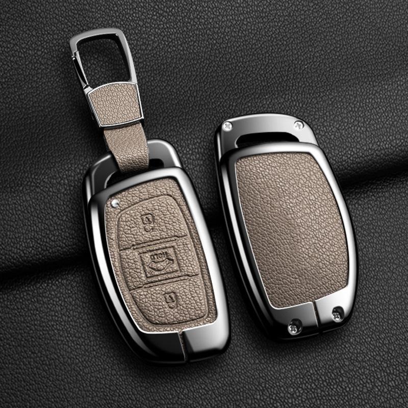 Zinc Alloy Leather Car Key Holder For Hyundai Tucson Elantra Creta Sonata Ix35 Ix45 I40 I30 I20 I10 Ioniq Accent Creata Key Fob