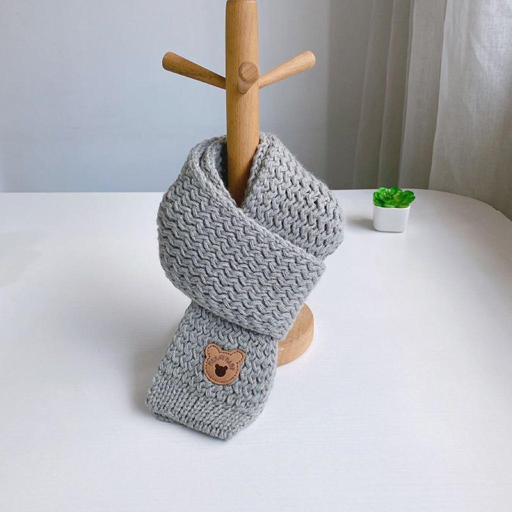 Autumn Winter 2Pcs Newborn Baby Hats Scarf Acrylic Cute Bear Beanies Warm Infant Knitted Hats For Baby Boys Girls 0-6 Years Old