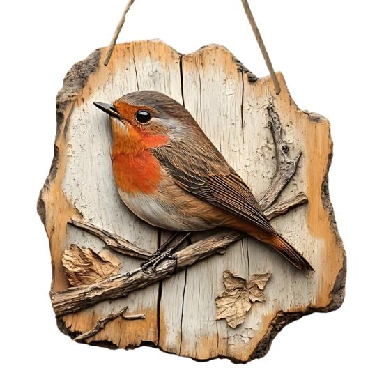 Ornament din lemn plat 2D cu animal, rustic, cal, pasăre în copac, semn de bun venit pentru intrarea casei de fermă, terasă, living, decor birou