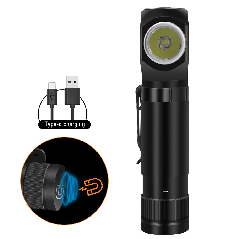 BORUIT HP100 LED Headlamp Headband Right Angle Flashlight 18650 TYPE-C Rechargeable Outdoor Head Lamp Torch Work Light