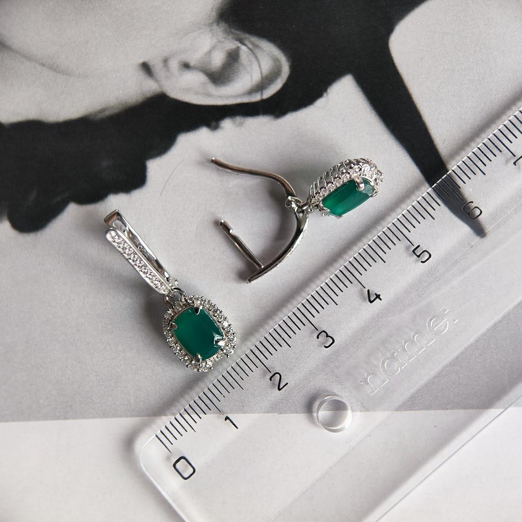 Серебряные серьги с натуральным агатом 3.132ct, фианитами (2208327)