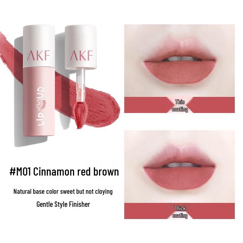 AKF Lip Mud Soft Mist Matte Lip Makeup - Student-Friendly, Niche Brand In Shade M07.