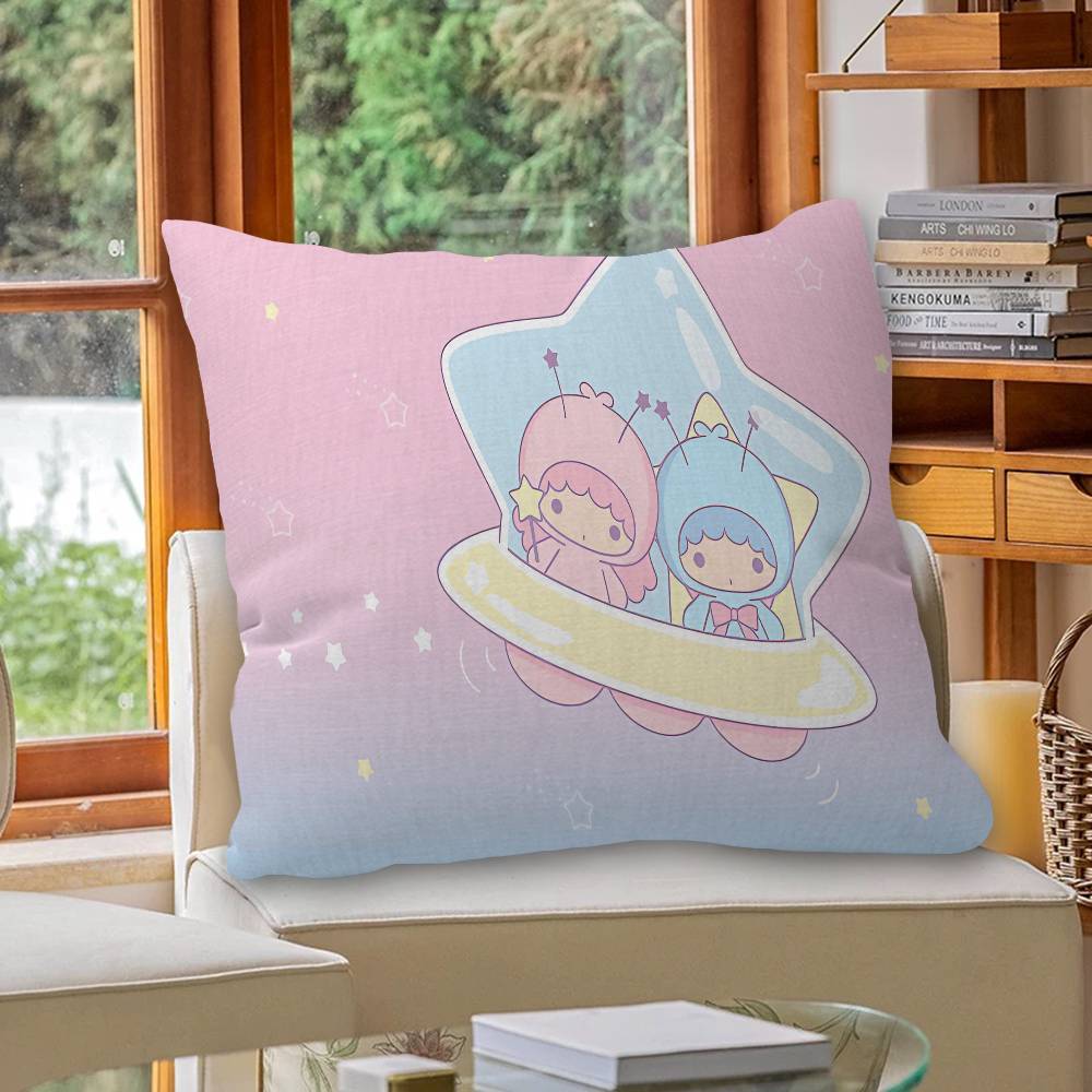 Cute L-Little T-Twin S-Stars Pillow Covers Cartoon Sofa Decorative Home Double-sided Printing Short Plush Cute Cushion Cover
