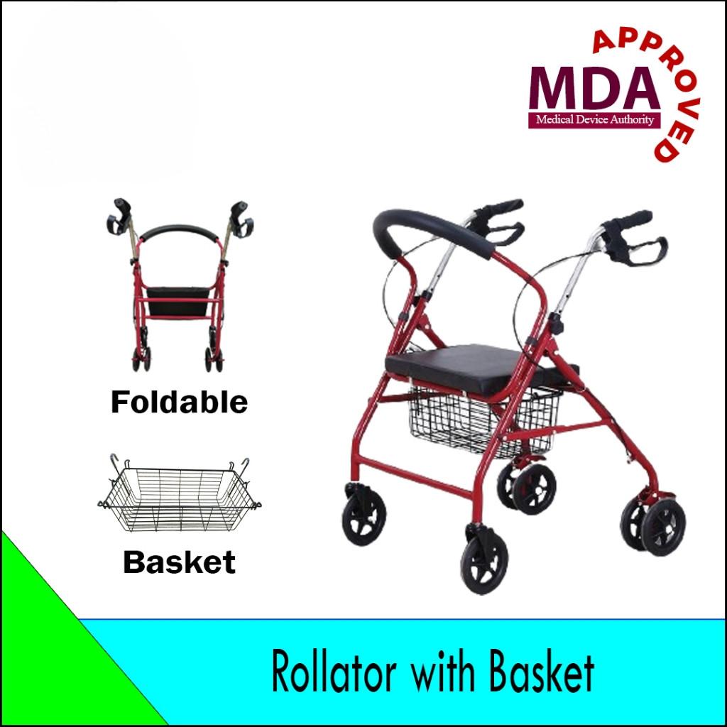 Rollator Walker Adult Lightweight Tongkat Roda Kaki Empat Wheelchair Pasar Foldable Walking Frame