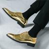 Designer New Pointed Gold Black Brogue Oxford Leather Shoes for Mens Luxury Formal Wedding Prom Dress Homecoming  Zapatos Hombre