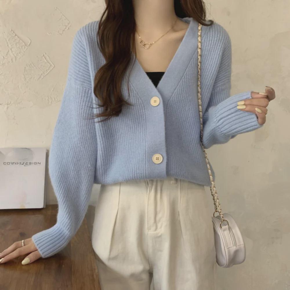 2024 Loose Fit Japanese Retro Soft Knit V-Neck Cardigan for Spring & Autumn