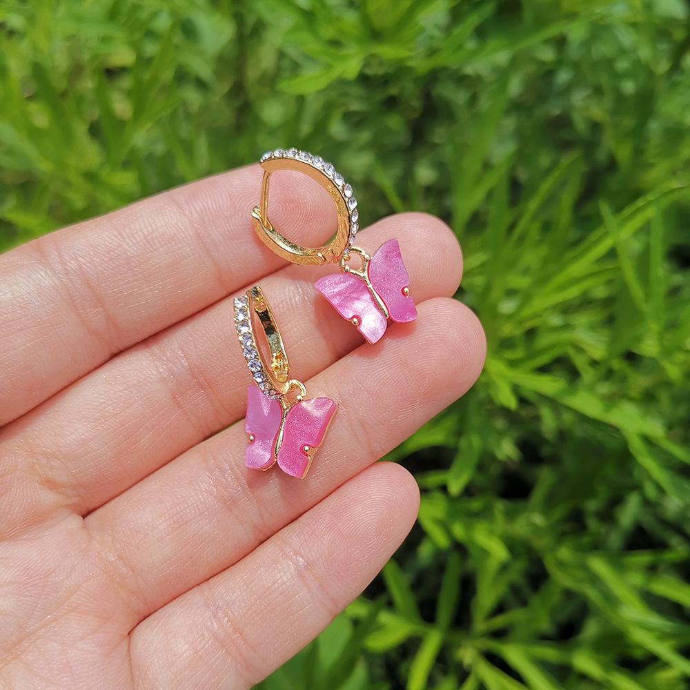 

Elegant Alloy Butterfly Earrings Trendy Multicolor Fashion Jewelry Women For рожевий червоний колір