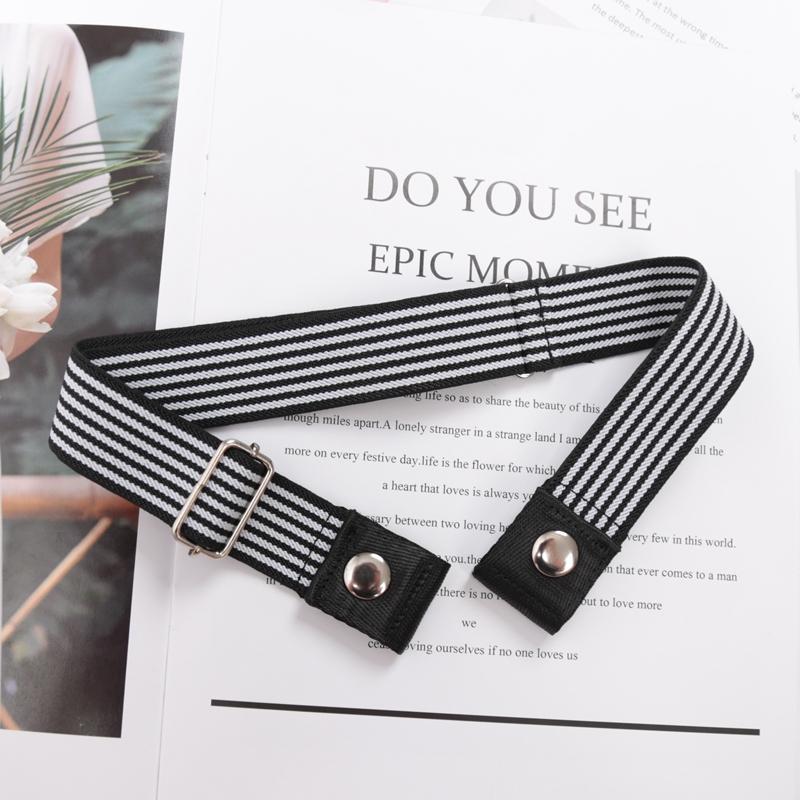 Elastic Belt Without Buckle Canvas Women Buckle Free Belt Ladies Jeans Pants Waist Lazy Belt Stretch No Buckle Invisible Belt
