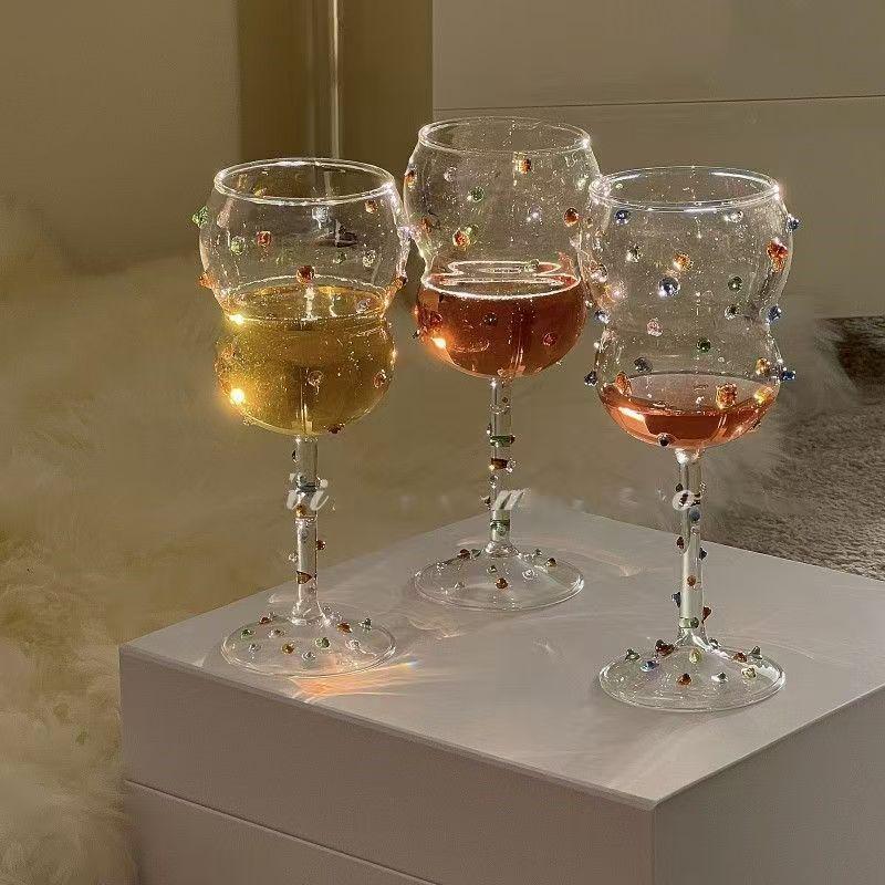Elegant Candy-Colored Wine Glass - High-End, Exquisite Tall Stem Crystal for Creative Red Wine Enjoyment