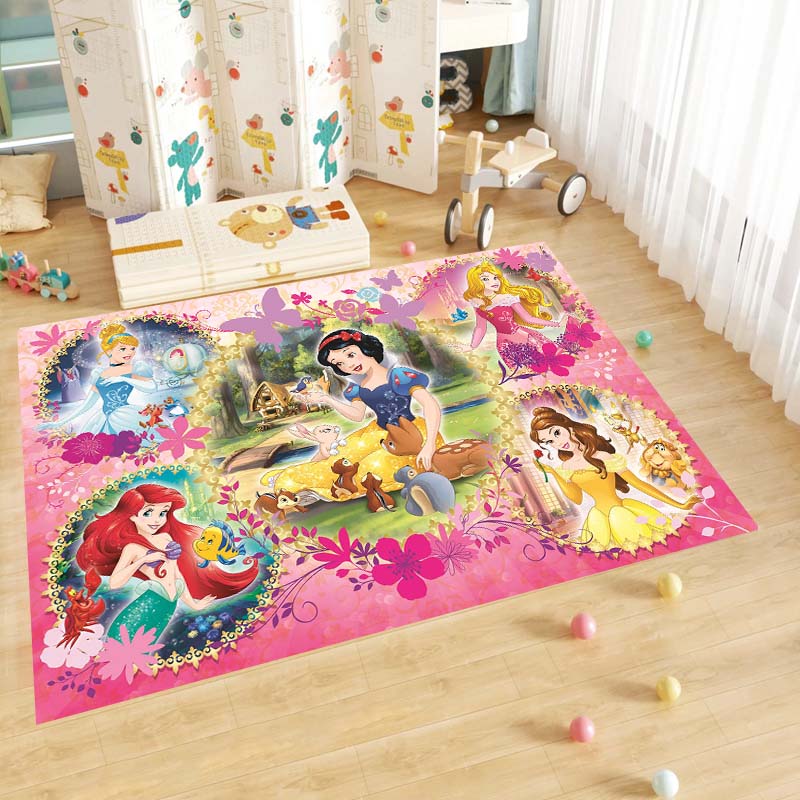 Cute cartoon rug with princess anime pattern, non-slip, machine washable, suitable for living room, bedroom, and home use.-22