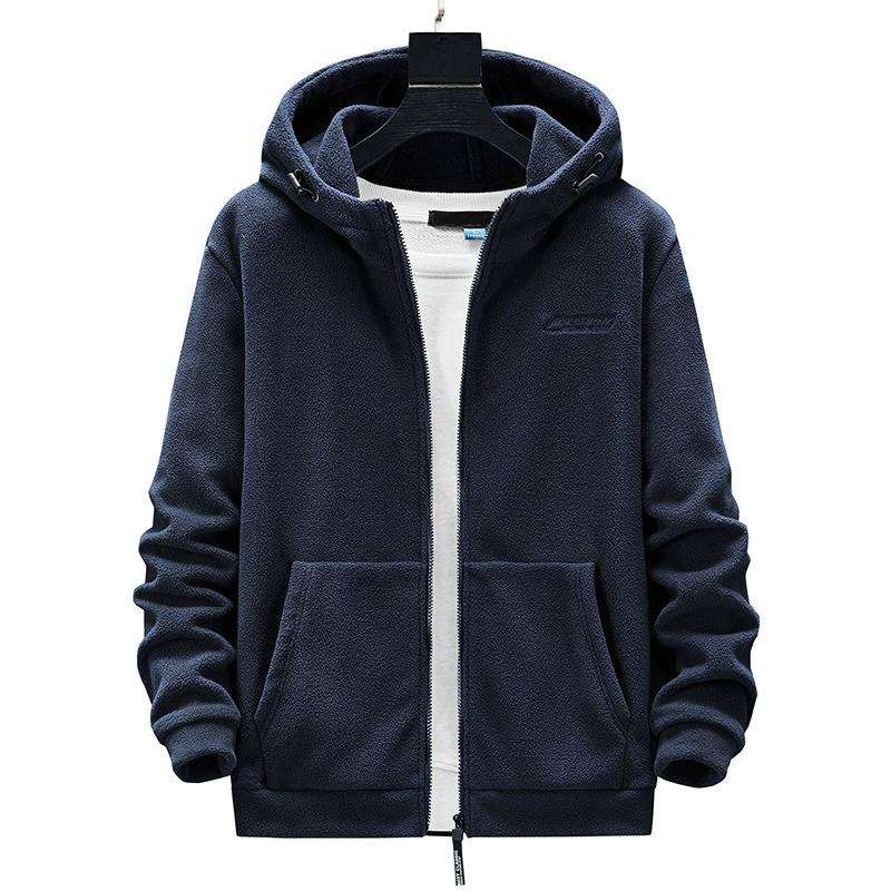 Men's Fleece Jacket, Outdoor Plus Fat Plus Plus Size, Spring and Autumn Fleece Cardigan, Hooded Sweatshirt, Outer