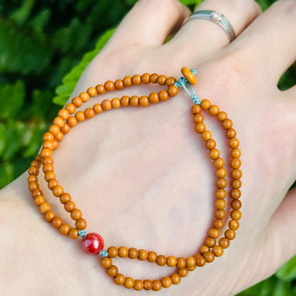 Minimalist Chinese Olive Pit & Turquoise Buddhist Beaded Bracelet – Versatile Literary Jewelry