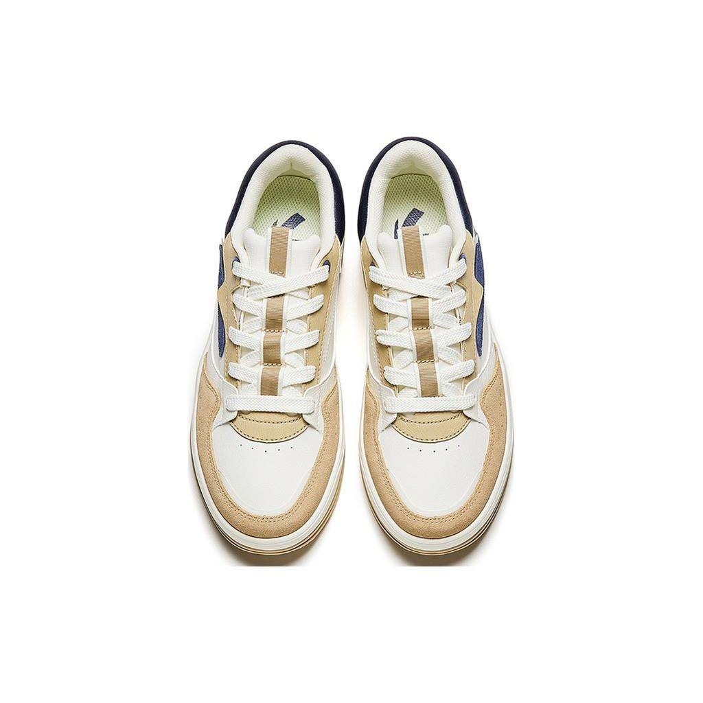 Anta C37 Series Thick Sole Height Increasing Non-Slip Wear-Resistant Low-Top Skate Shoes Women sneaker White Brown 922338003-5