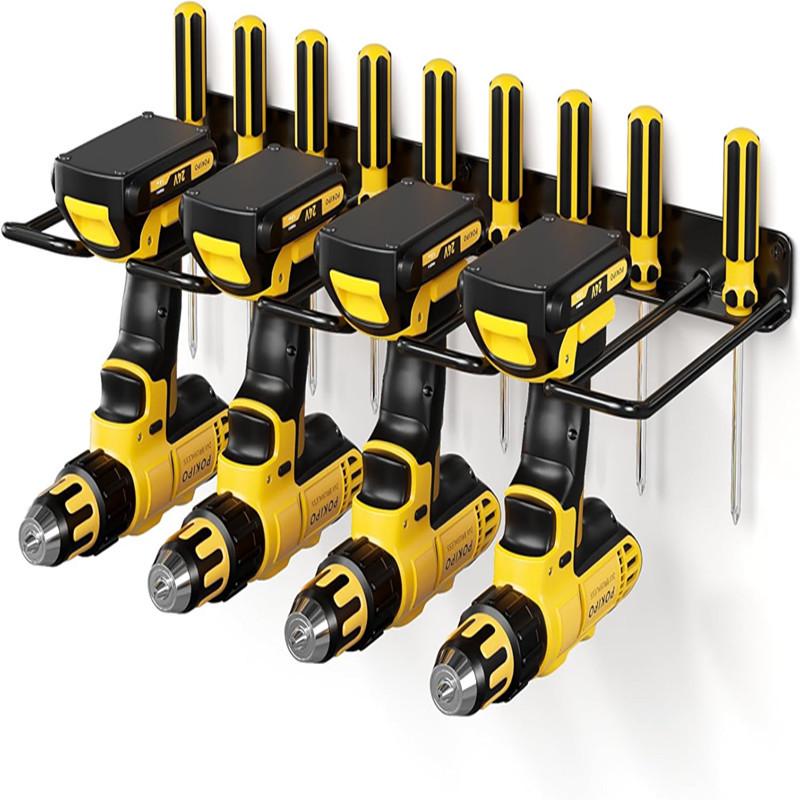 Four-Tier Wall-Mounted Electric Drill Storage & Charging Rack