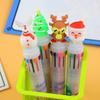 15Pcs Santa Claus Topper Multi Color Retractable Ballpoint Pen, Back to School Season Student Stationery with Christmas themed Transparent Office Supp