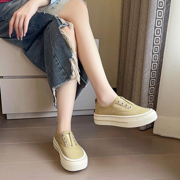 Scarpe da Ginnastica in Tela Retro con Suola Spessa Casual Traspiranti da Donna per Primavera e Autunno