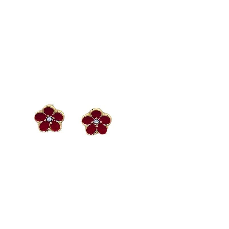 Manufacturer'S Supply Light Luxury High-End Plum Blossom Earrings Light Luxury Temperament Versatile Zircon Earrings Spot Women
