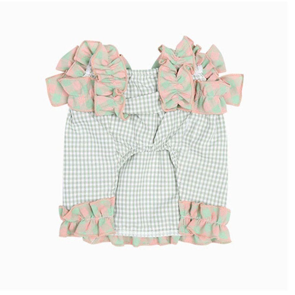 Pet Supplies Cute Pet Plaid Lace Vest Fashion Breathable Dog Clothes Soft Cat Dress Spring