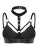 S-3XL Halter Lesklý Faux PU Kůže Bustier Top Punčocháče Bikini Crop Topy Krátký Croptop Sexy Klubové Oblečení Bez Rukávů S Knoflíky Camis
