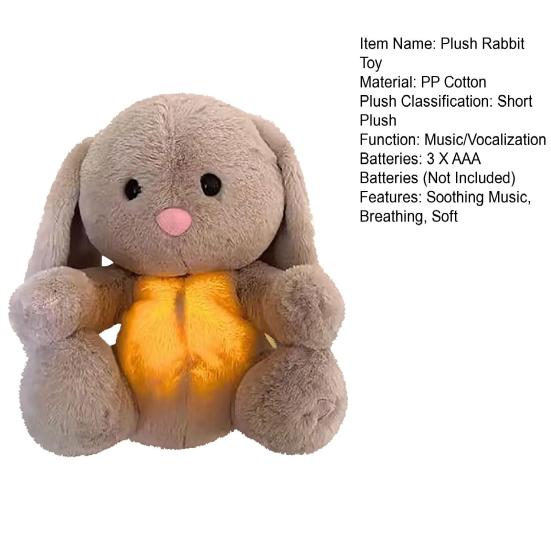 Bebek Nefes Alan Tavşan Peluş Oyuncak Sakinleştirici Müzikli Hafif Müzikli Tavşan Peluş Doldurulmuş Hayvan Sakinleştirici Bebek Emzik Yenidoğan Bebek Erkek Kız Hediye