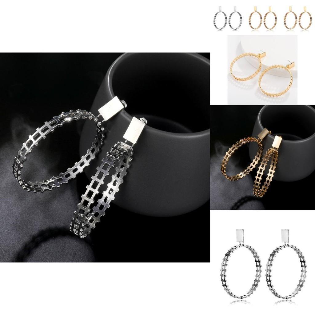 Fashionable Hollow Geometric Alloy Earrings Trendy Design Fall 2021 Accessories